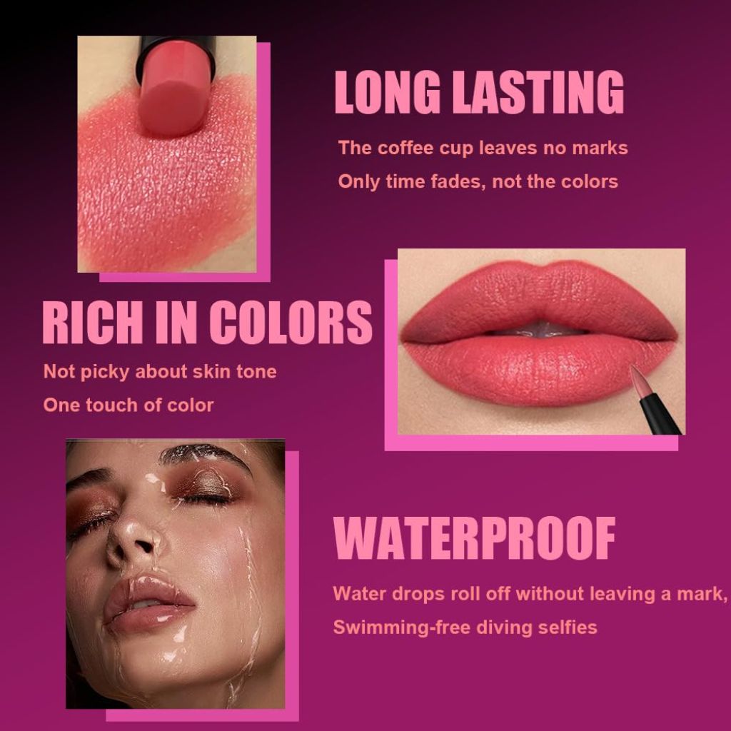 2-in-1 Matte Lip Liner and Lipstick Combo Set - Rose 02#