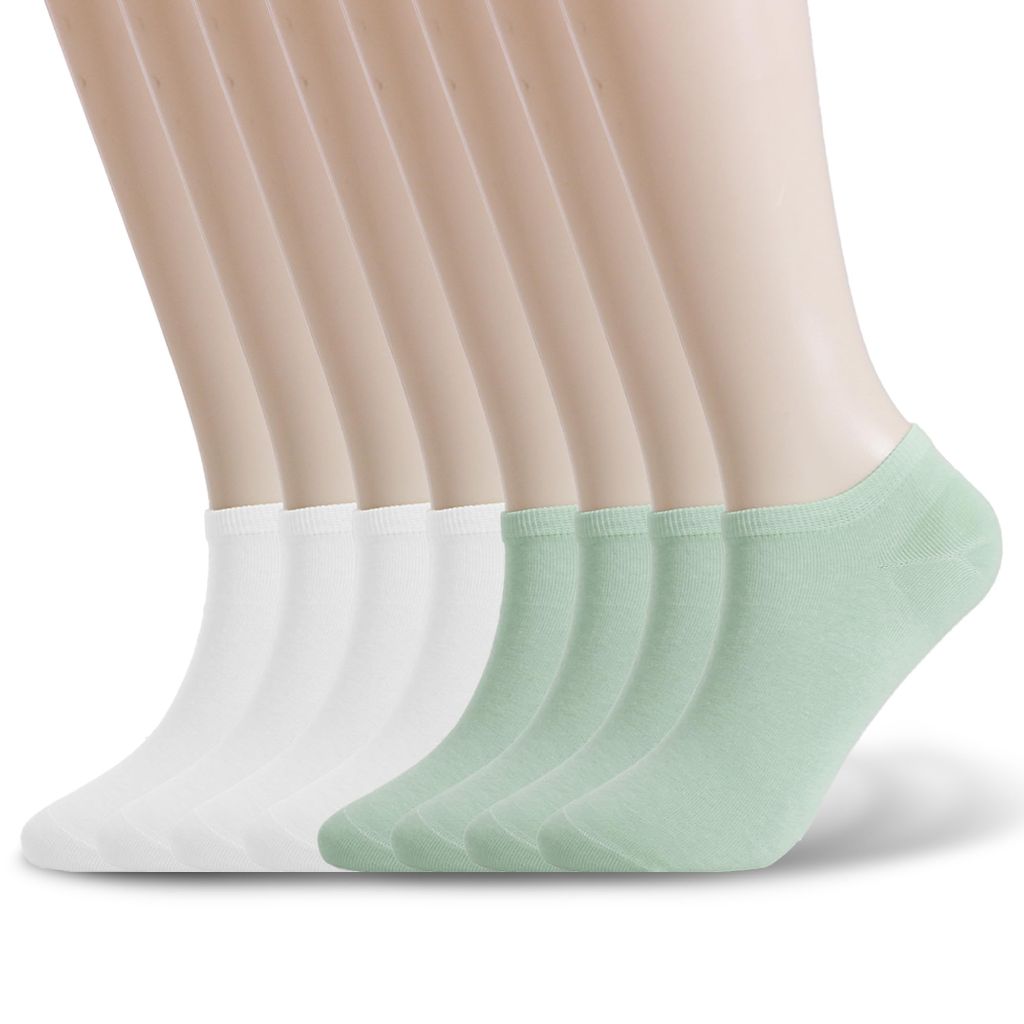 Wildarms Women's Ankle Socks - White/Gray, Size 6-9 (8 Pairs)