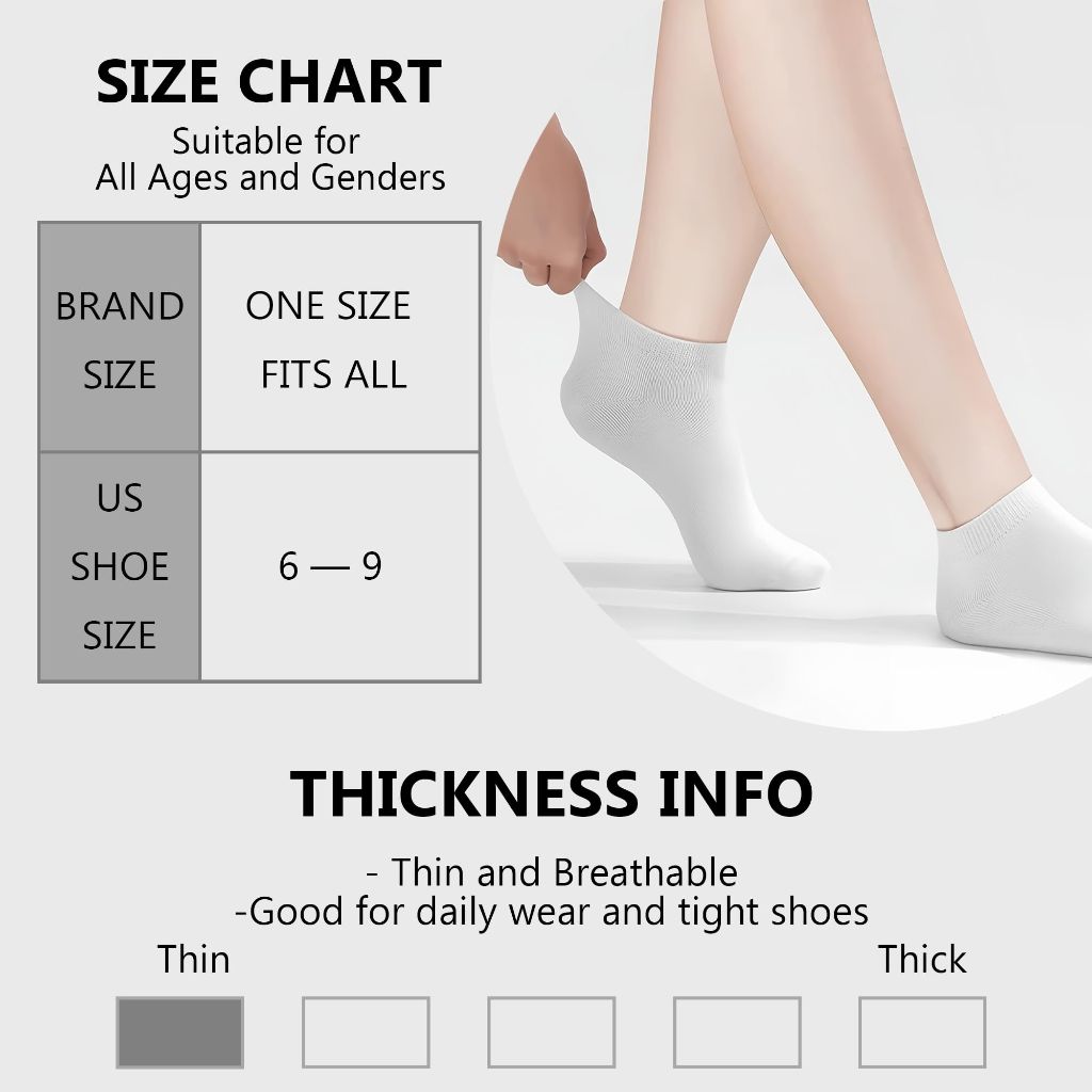 Wildarms Women's Ankle Socks - White/Gray, Size 6-9 (8 Pairs)