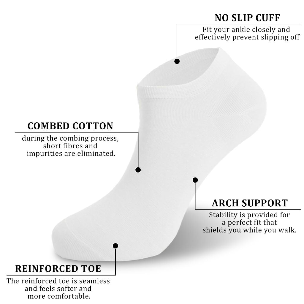 Wildarms Women's Ankle Socks - White/Gray, Size 6-9 (8 Pairs)