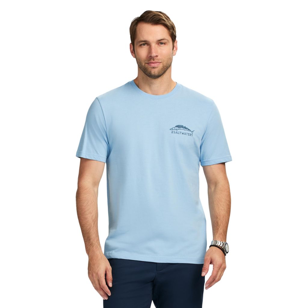 Izod Men's Saltwater Short Sleeve Graphic T-Shirt - Placid Blue Wahoo, XL