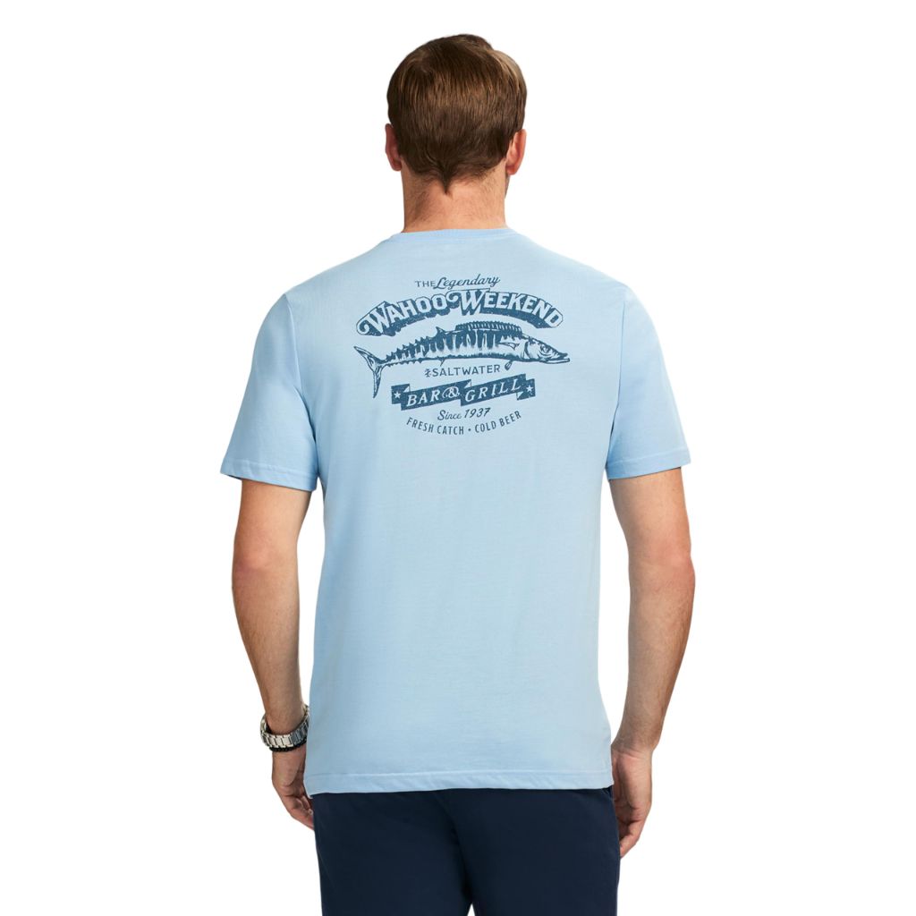 Izod Men's Saltwater Short Sleeve Graphic T-Shirt - Placid Blue Wahoo, XL
