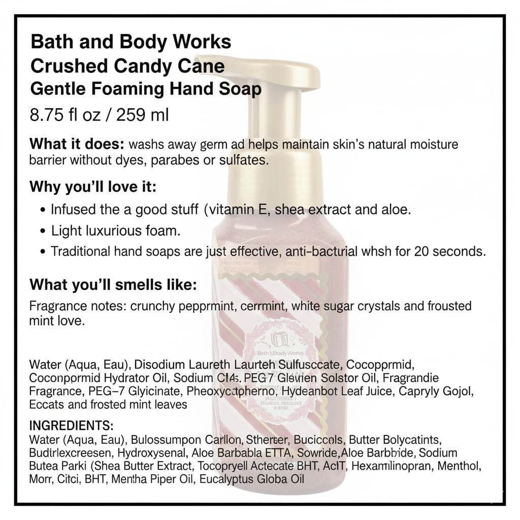 Bath and Body Works Foaming Hand Soap - Crushed Candy Cane, 8.75 fl. oz. (2 Pack)