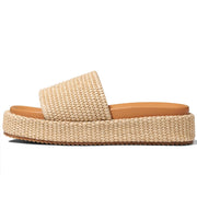 Equades Women's Espadrilles Slide Sandals - Brown Raffia, Size 7.5