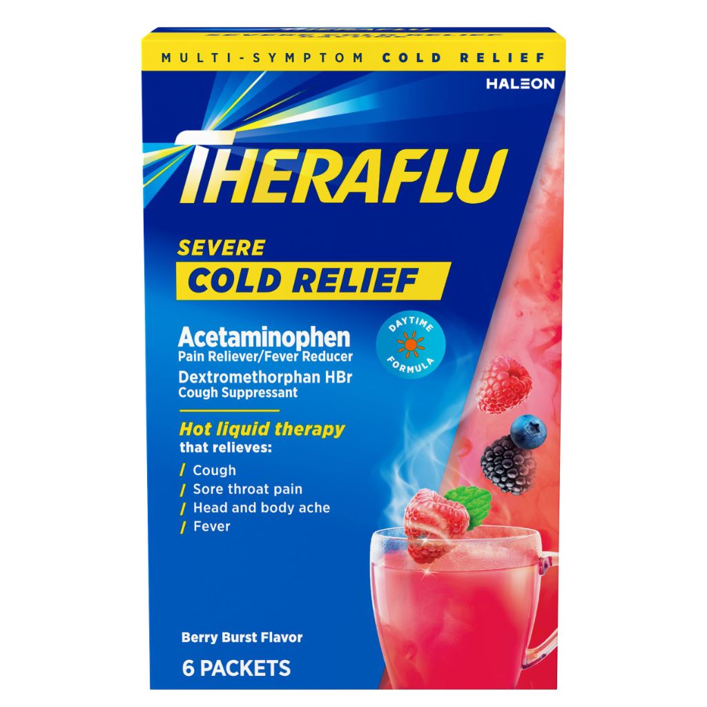 Theraflu Daytime Severe Cold Relief Powder - Berry Burst, 6 Count
