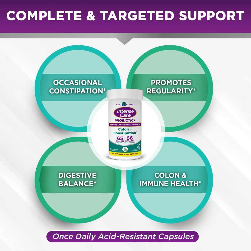 Vital Planet Intense Care Probiotic+ Colon & Constipation Probiotics - 30ct