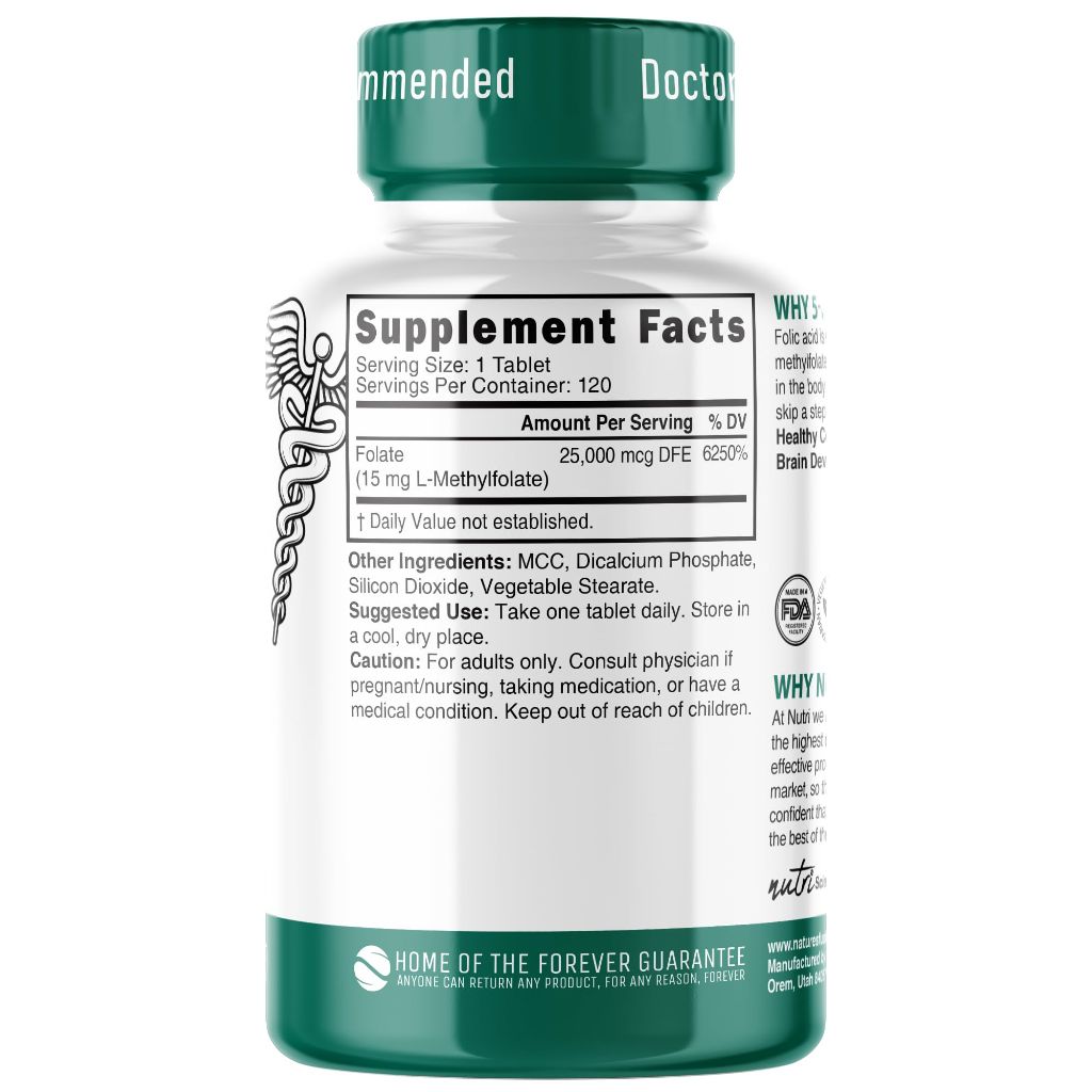 Nutri 5-MTHF L Methylfolate 15mg - 120 Tablets