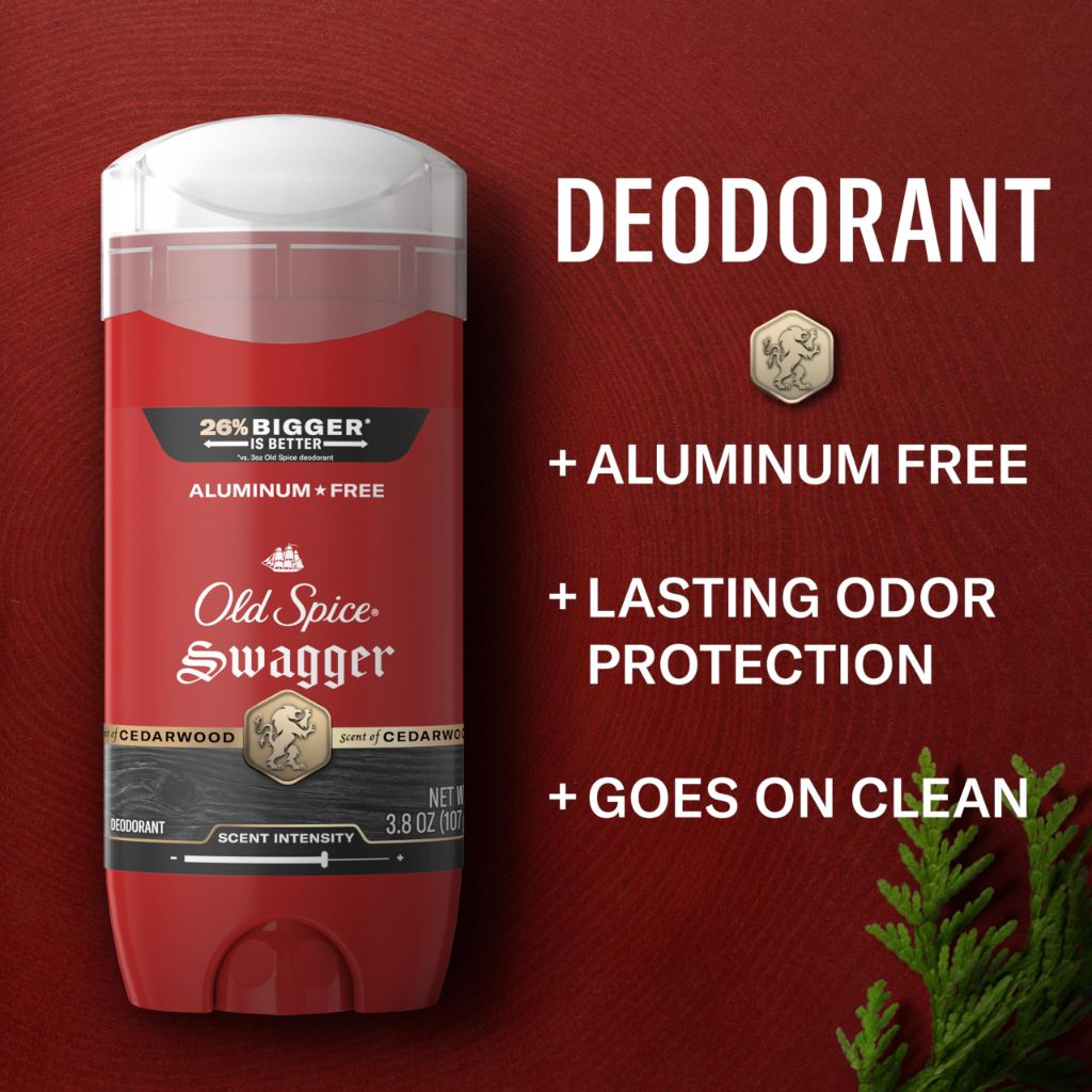 Old Spice Men's Aluminum-Free Deodorant - Swagger with Cedarwood Scent, 3.8 oz (3 Pack)