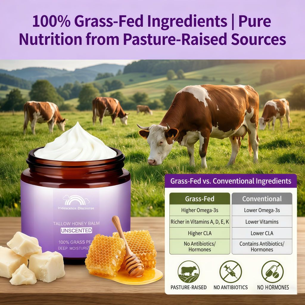 Iridescence Discourse Beef Tallow Honey Balm Moisturizer - Unscented, 4oz.