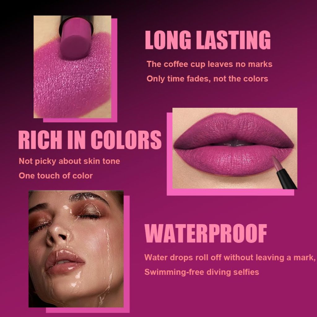 2-in-1 Matte Lip Liner and Lipstick Combo Set - Purple 03