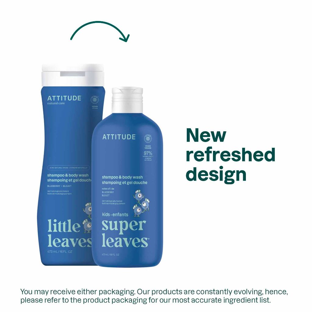 ATTITUDE Super Leaves Kid's Shampoo and Body Wash - Blueberry, 16 fl. oz.