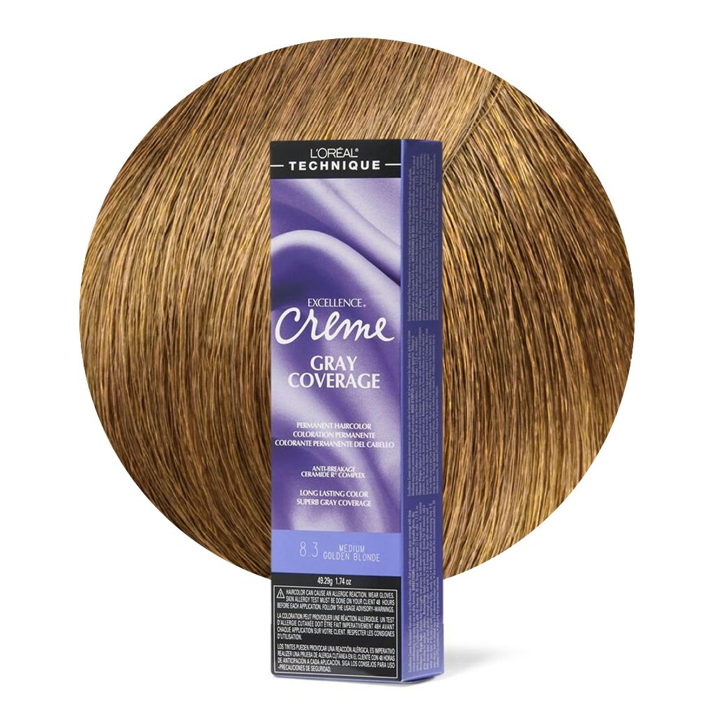 L'OREAL TECHNIQUE Excellence Crème Gray Coverage Permanent Hair Color - Medium Golden Blonde, 1.74oz.