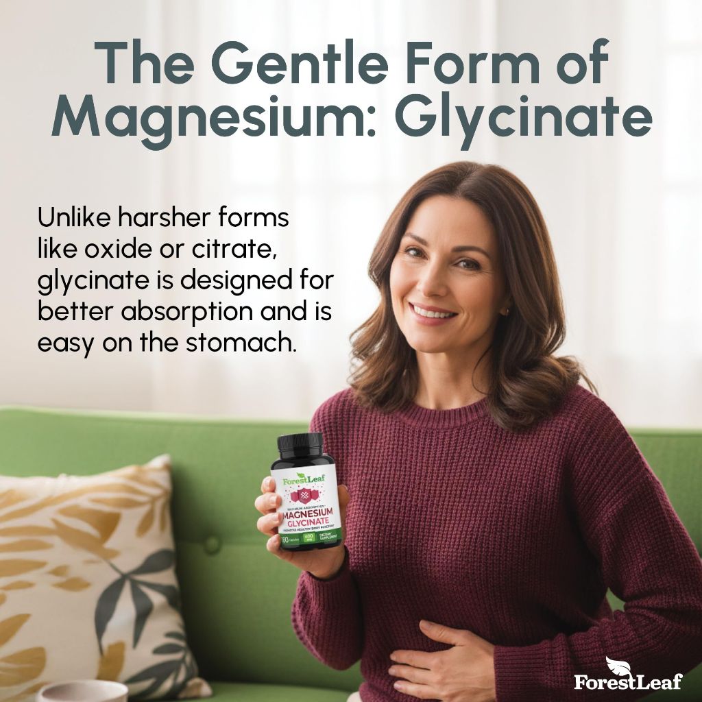 Forest Leaf Maximum Absorption Magnesium Glycinate 400mg - 180 Capsules