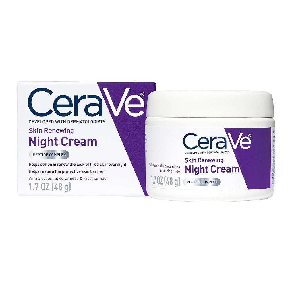 CeraVe Skin Renewing Night Cream w/Niacinamide, Peptides, & Hyaluronic Acid - 1.7 oz.