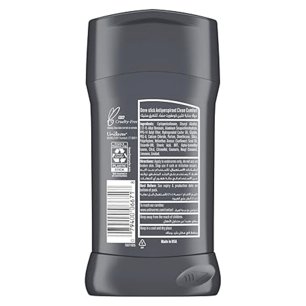 Dove Men+Care Antiperspirant Deodorant Stick - Clean Comfort, 2.7oz (4 Pack)