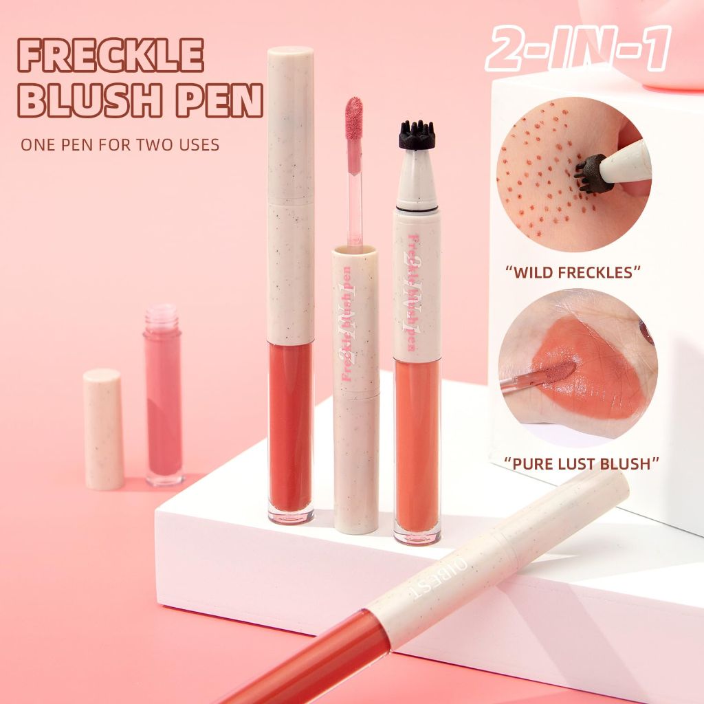 2-in-1 Liquid Face Blush Freckle Pen - #02 Light Brown + Sunset Pop