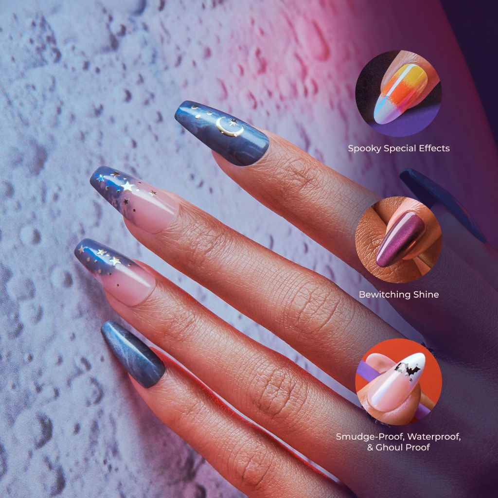 KISS Voguish Fantasy Glow-in-the-Dark Halloween Press On Nails - ‘Mystery’, Purple, 28pcs.
