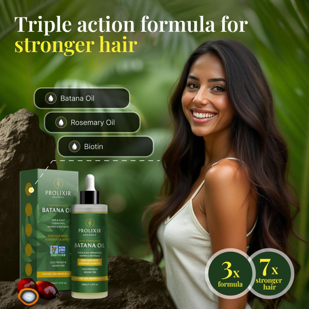 Batana Oil with Organic Rosemary & Biotin Serum for Hair, Eyebrow, & Eyelash Growth, 3.4 fl. oz.