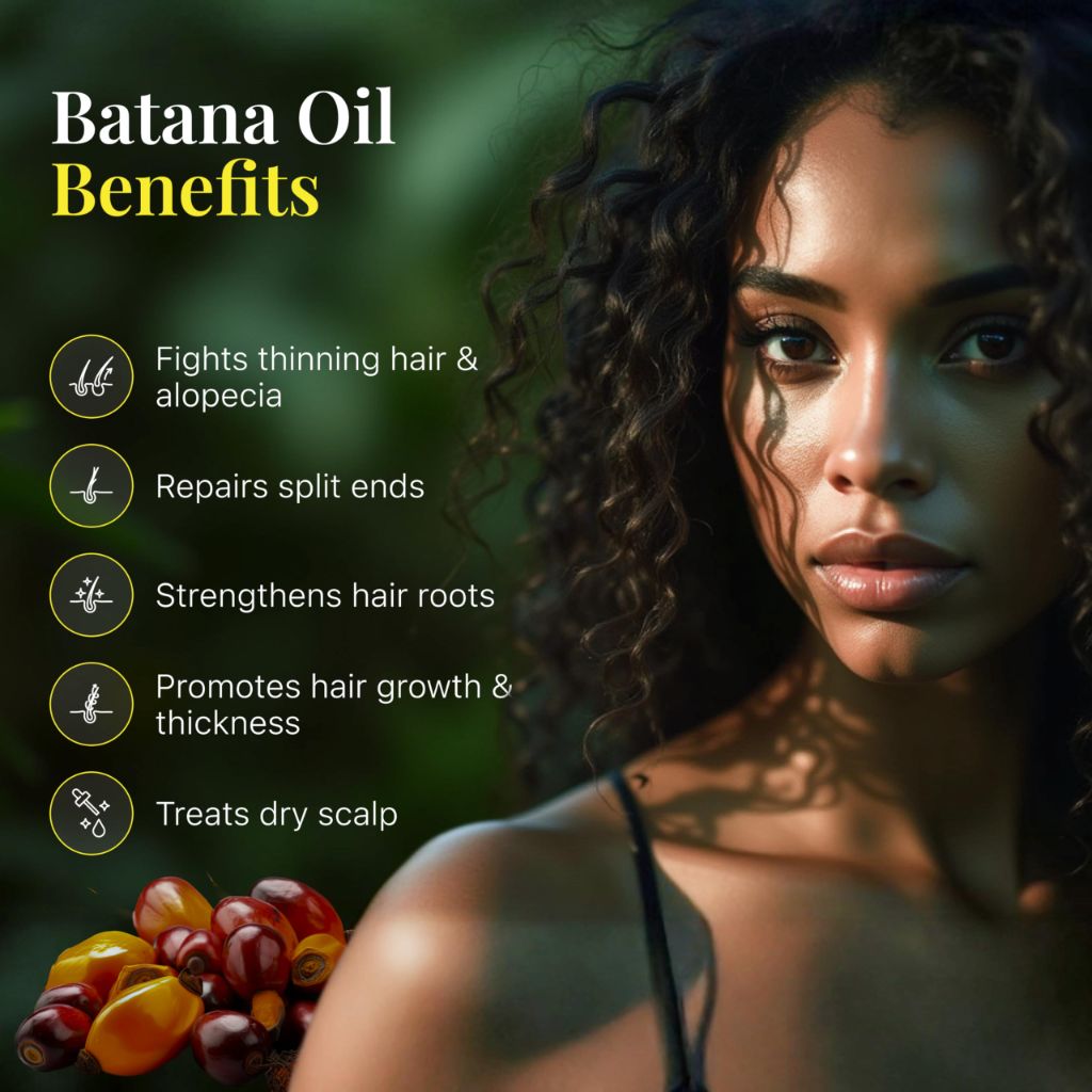 Batana Oil with Organic Rosemary & Biotin Serum for Hair, Eyebrow, & Eyelash Growth, 3.4 fl. oz.
