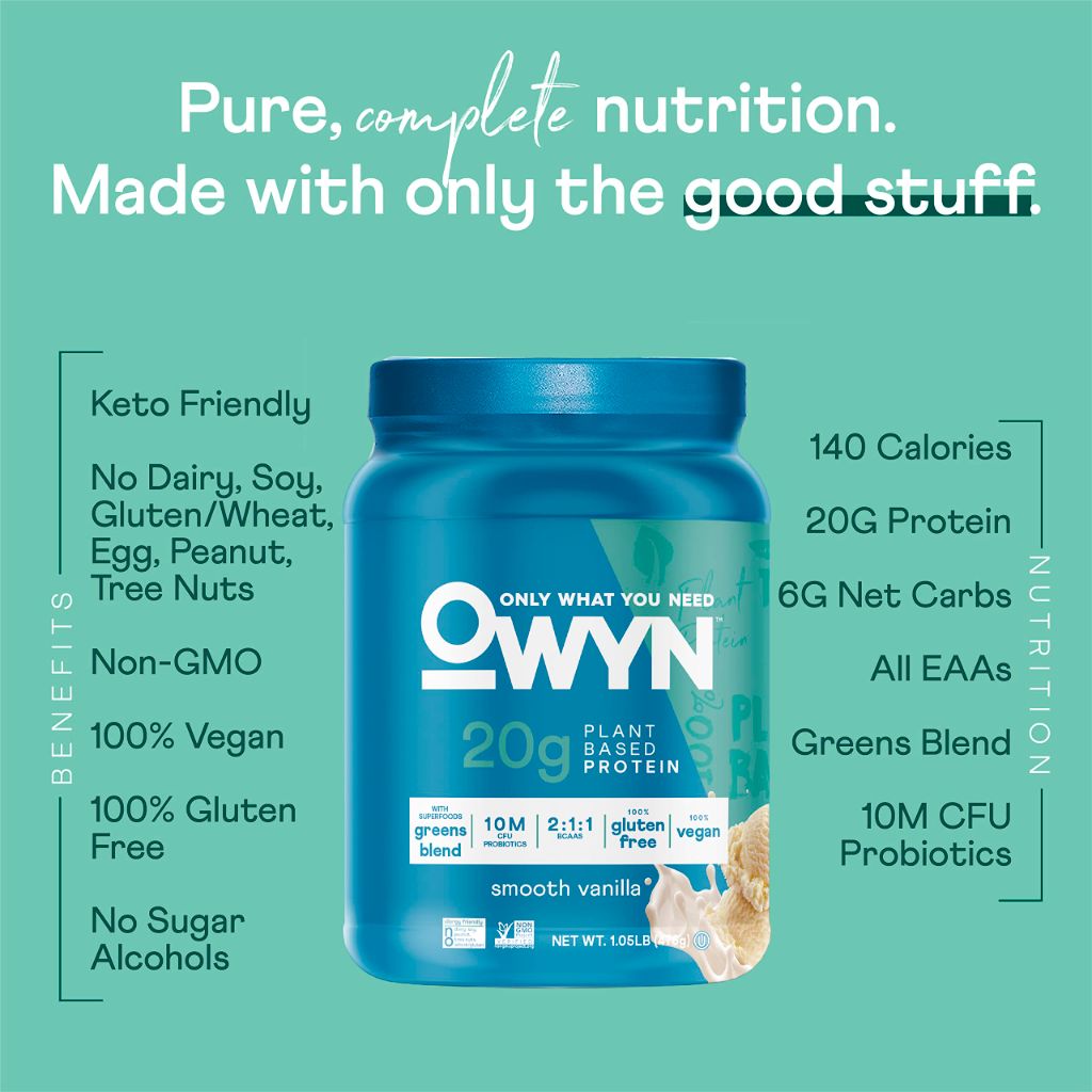 OWYN Only What You Need Plant-Based Protein Powder - Smooth Vanilla, 1.05 lb.