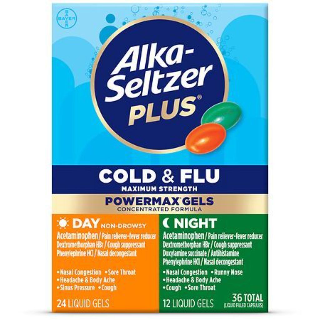 Alka-Seltzer Plus Cold & Flu Max Strength Power Max Day & Night - 36 Liquid Gels