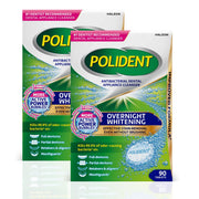 Polident Overnight Whitening Antibacterial Dental Appliance Cleanser Tablets - 90ct. (2 Pack)