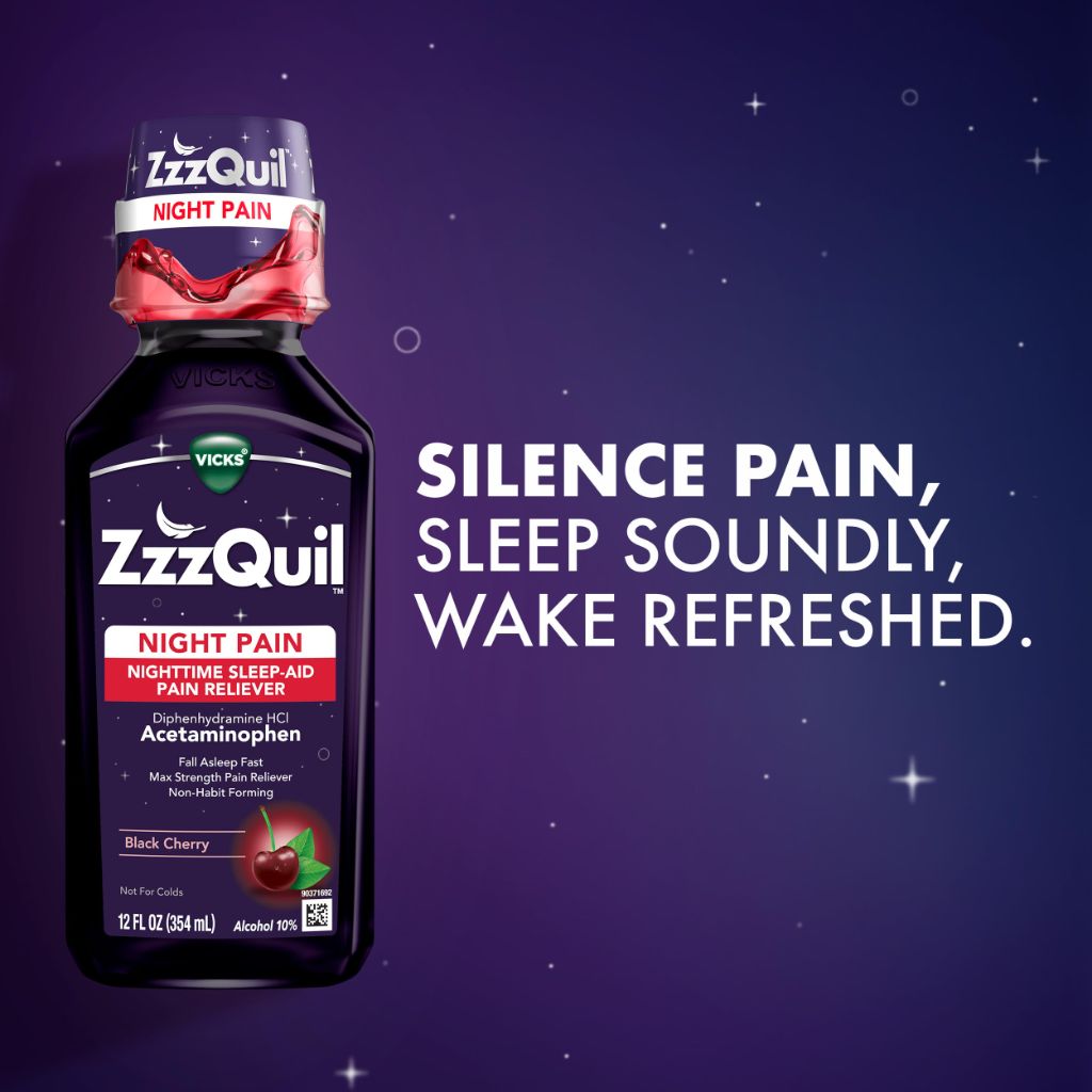 Vick's ZzzQuil Liquid Max Strength Pain Reliever - Black Cherry, 12 fl. oz. (Twin Pack)
