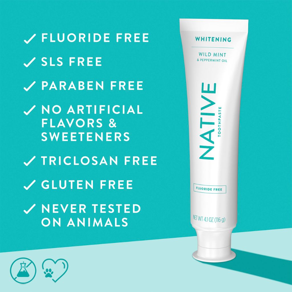 Native Fluoride Free Whitening Toothpaste - Wild Mint & Peppermint Oil, 4.1oz (3 Pack)