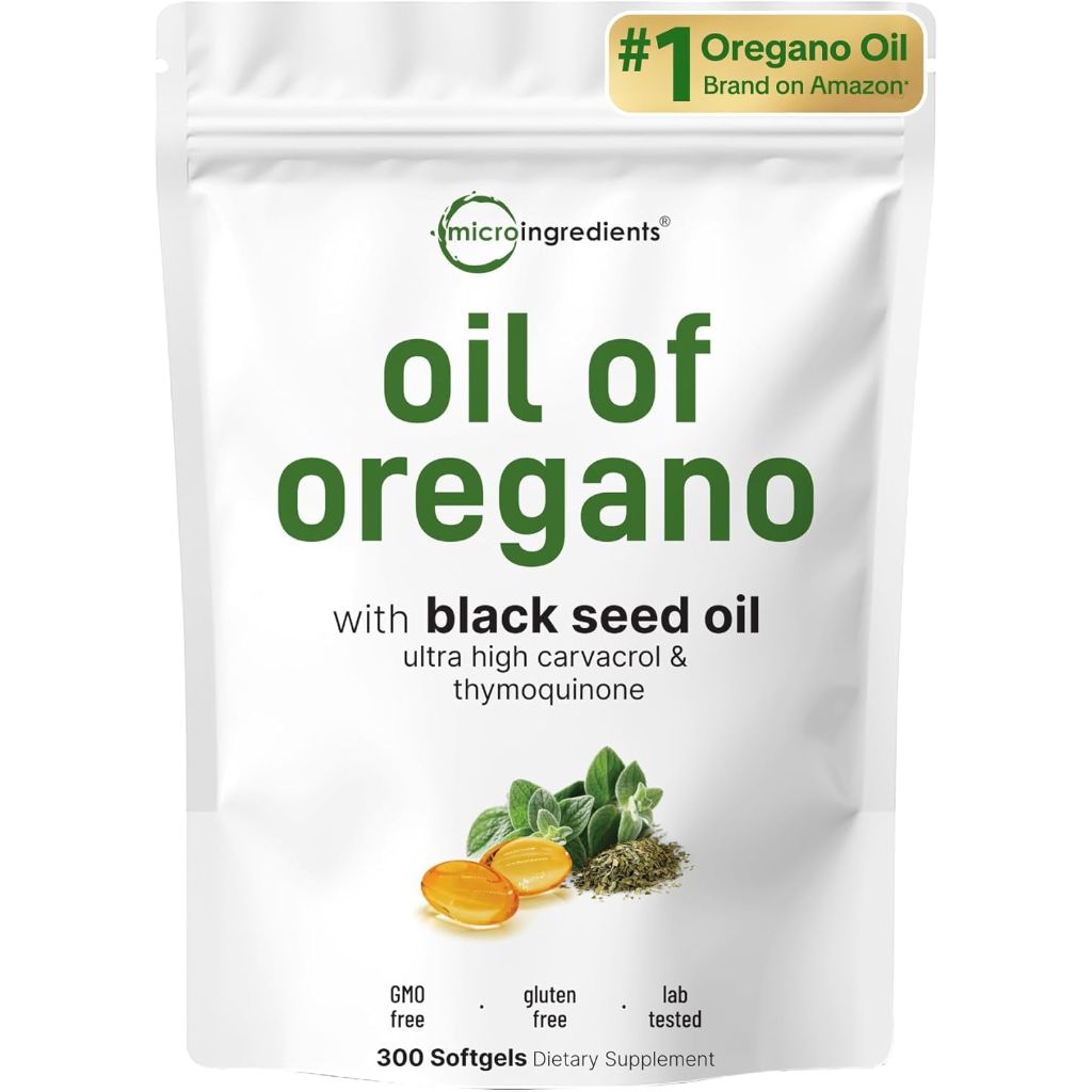 Micro Ingredients Oil of Oregano w/Black Seed Oil - 300 Softgels