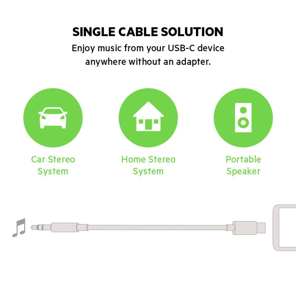 Belkin F7U079bt03-BLK Rockstar 3.5 mm to USB-C Audio Cable (3 ft.)