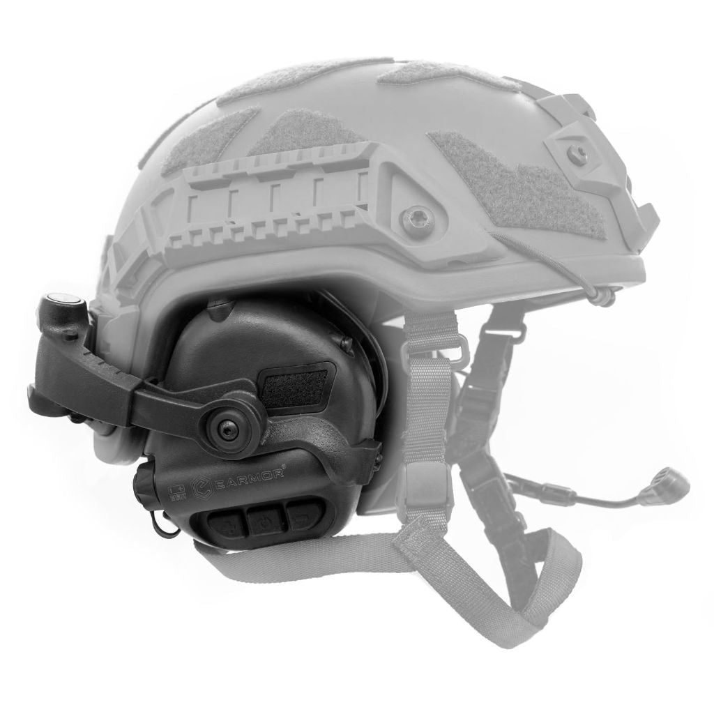 EARMOR M32X Tactical Headset with ARC Rail Helmet Mount Adapters - Black