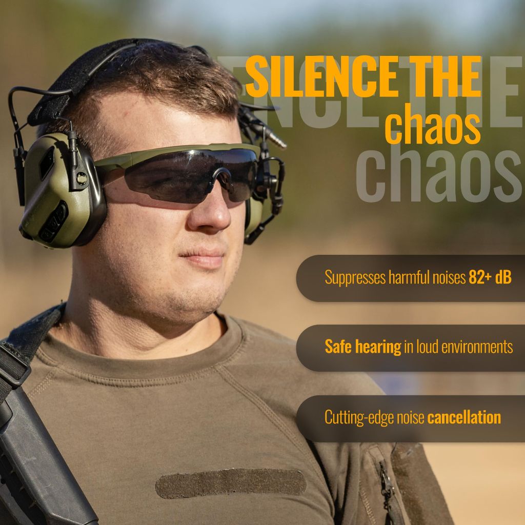 EARMOR M32X Tactical Headset with ARC Rail Helmet Mount Adapters - Black