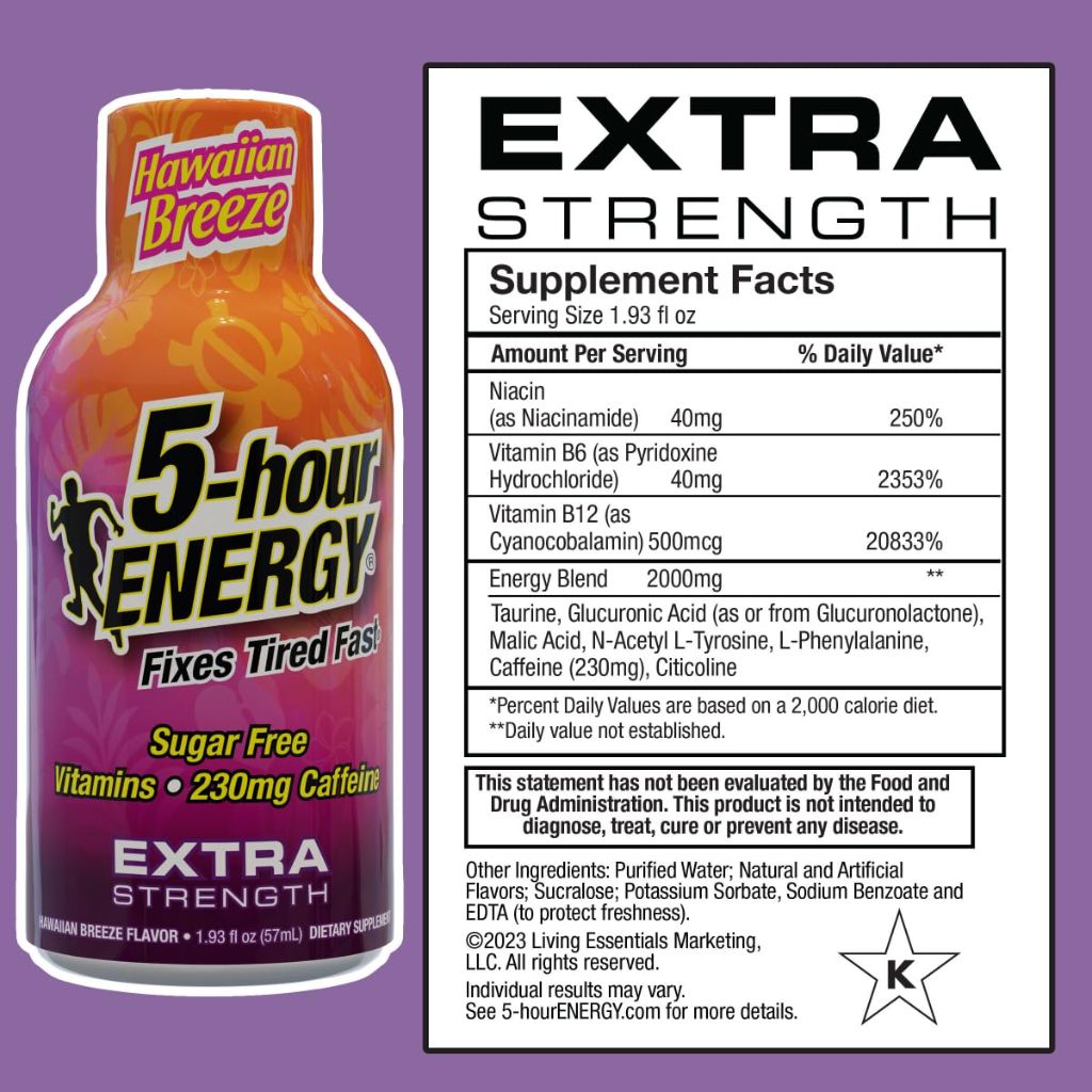 5-Hour Energy Extra Strength Energy Shot - Hawaiian Breeze, 1.93 fl. oz. (20ct)