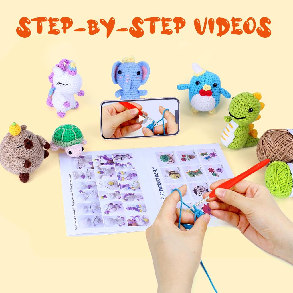 BOLDNOVA Crochet Kit for Beginners 6PCS
