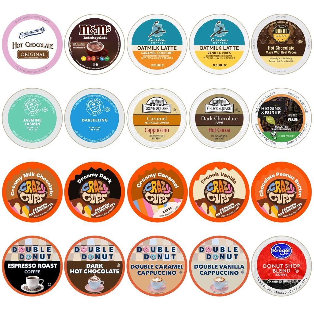 Perfect Samplers Coffee, Cocoa, & Tea Sampler Variety Pack Keurig K-Cup Pods, 20ct