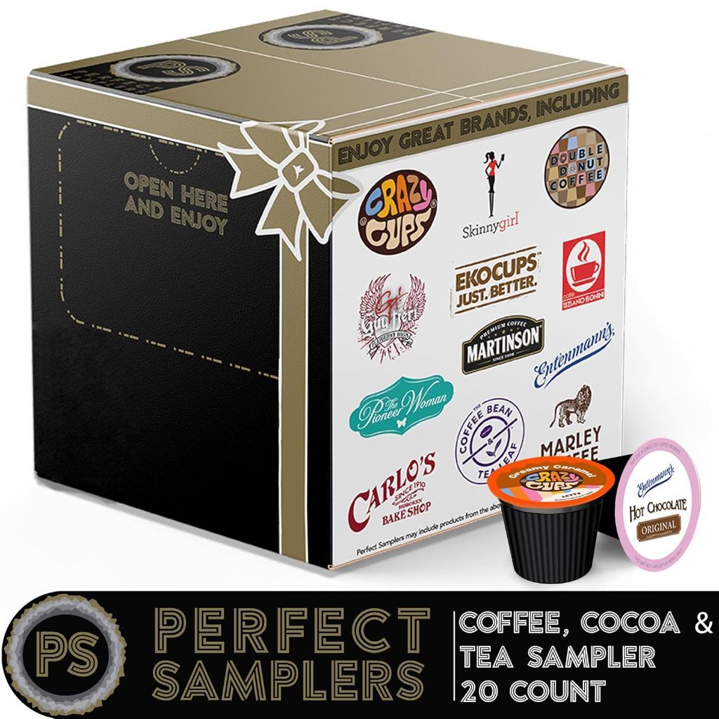 Perfect Samplers Coffee, Cocoa, & Tea Sampler Variety Pack Keurig K-Cup Pods, 20ct