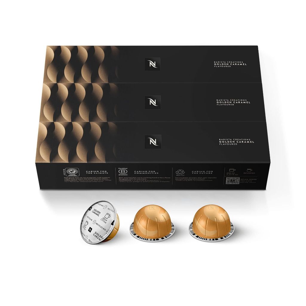 Nespresso Capsules Vertuo, Golden Caramel, Medium Roast Coffee Pods - 30ct (Brews 7.8oz.)