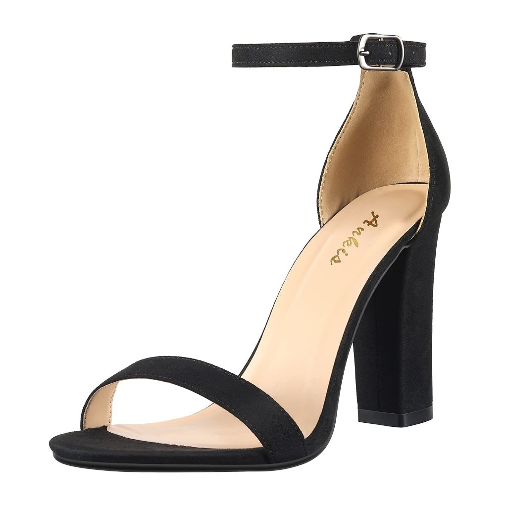 Ankis Women's Block Heel Open-Toe Dress Sandals - Black, Size 8