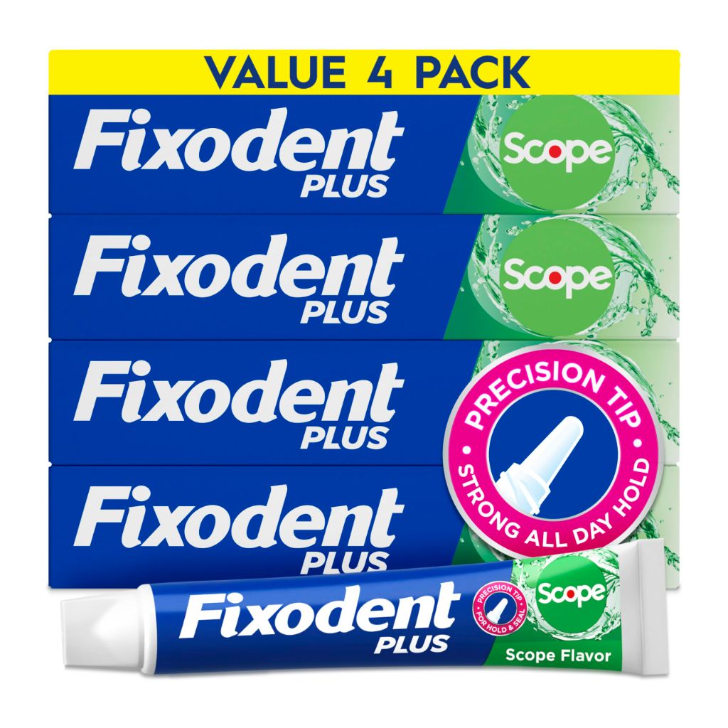 Fixodent Plus Scope Secure Denture Adhesive Cream - 2 oz (4 Pack)