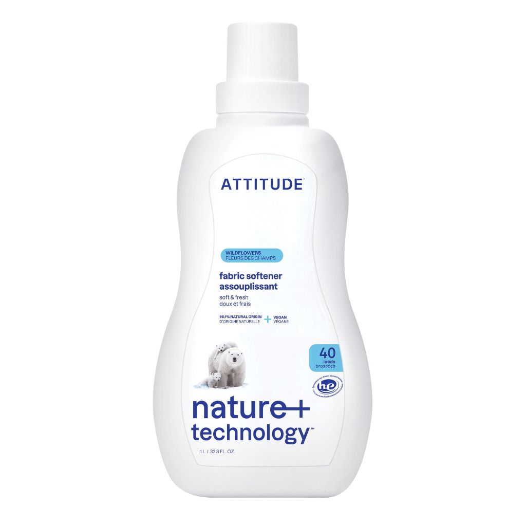 ATTITUDE Plant-Based Liquid Fabric Softener - Wildflowers Scent, 33.8 fl. oz.