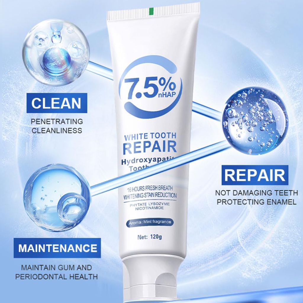Hydroxyapatite Toothpastes for Enamel Protection and Tooth Strengthening, 7.5% nHAP - Mint, 120g (2 Pack)