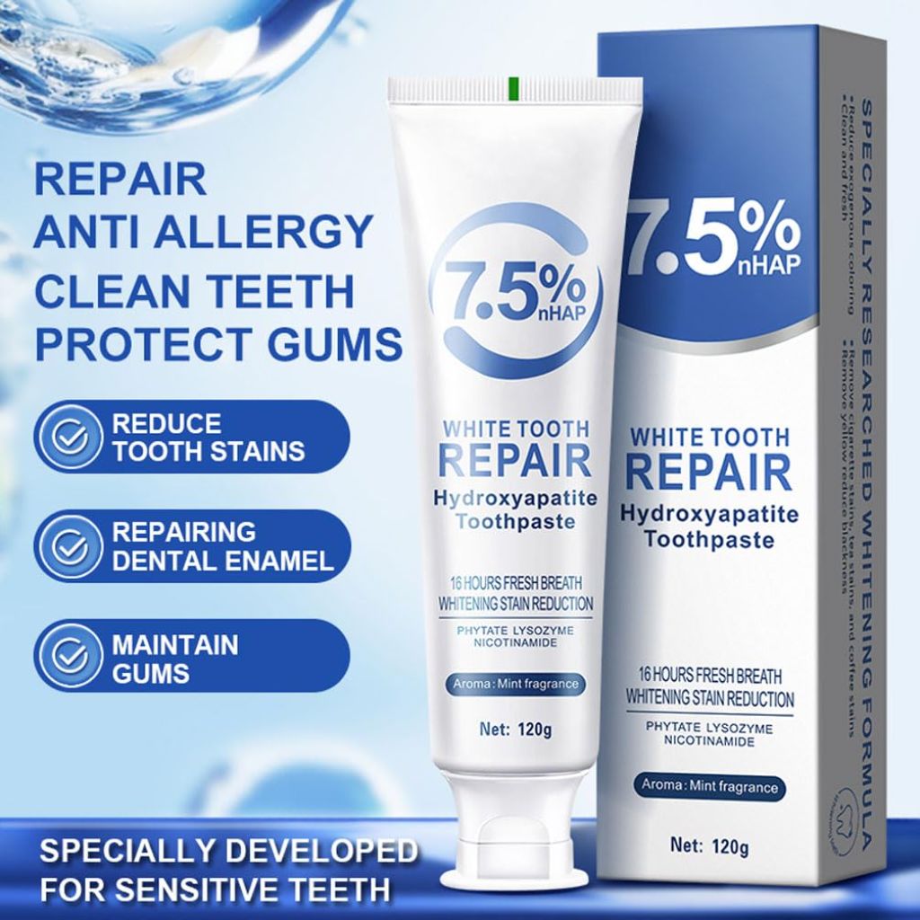 Hydroxyapatite Toothpastes for Enamel Protection and Tooth Strengthening, 7.5% nHAP - Mint, 120g (2 Pack)