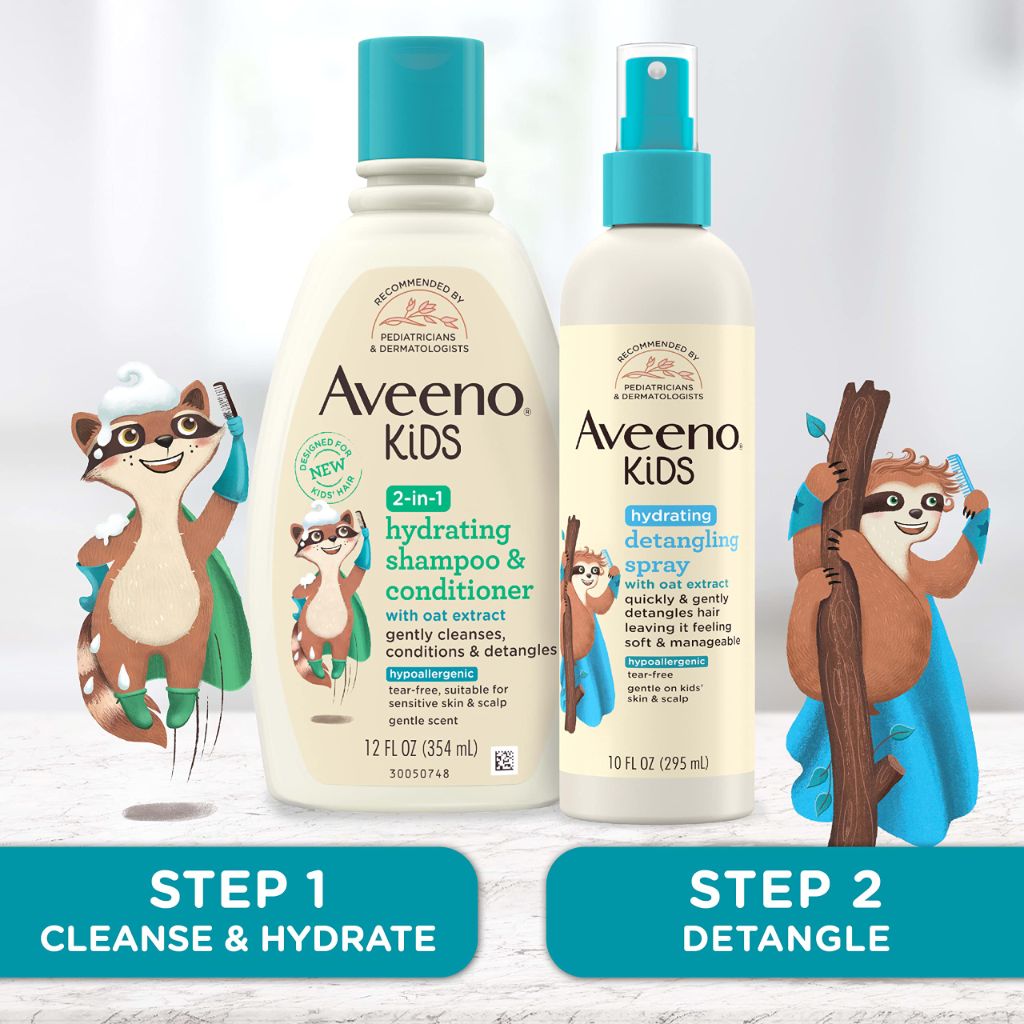 Aveeno Kids 2-in-1 Hydrating Shampoo & Conditioner w/Oat Extract, Hypoallergenic - 12 fl. oz.