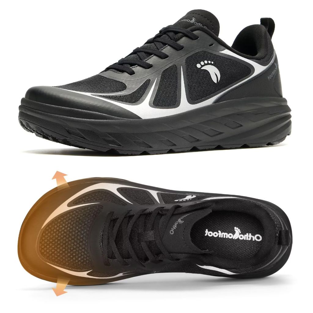 OrthoComfoot Men's Orthopedic Diabetic Wide Tennis Shoes - Black, Size 10