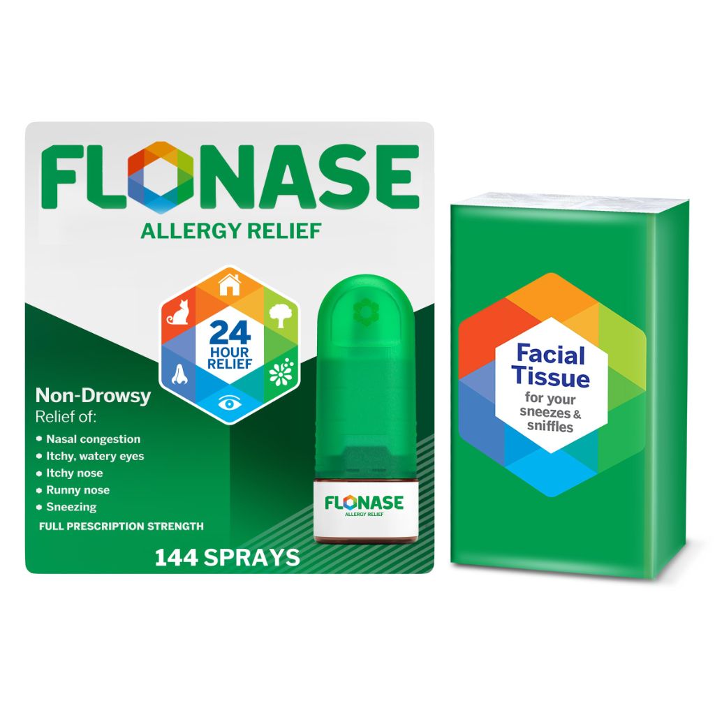 Flonase Allergy Relief Nasal Spray & Tissue Pack - 144 Sprays