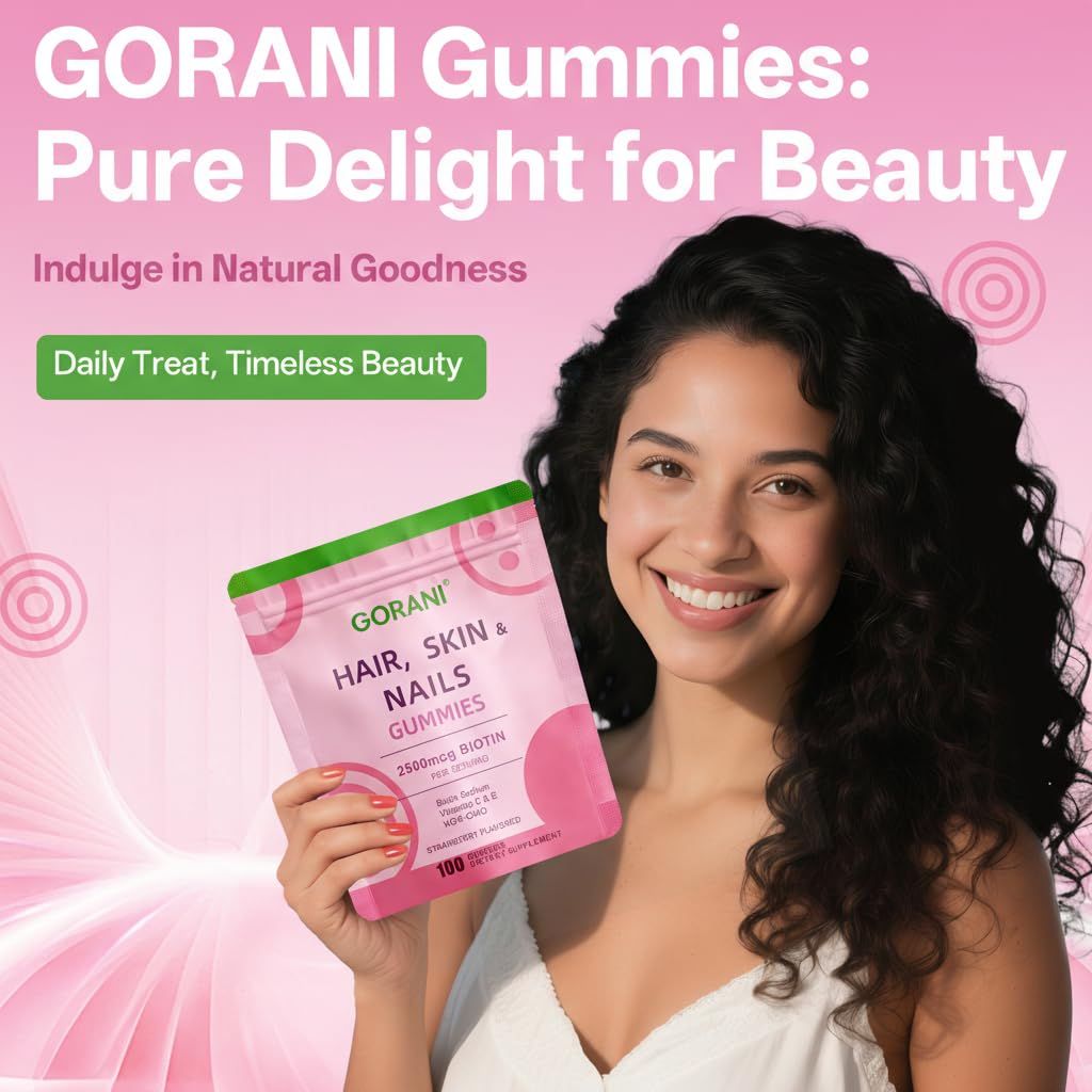 Gorani Hair, Skin, Nails Gummies 2500mcg Biotin - 100ct.