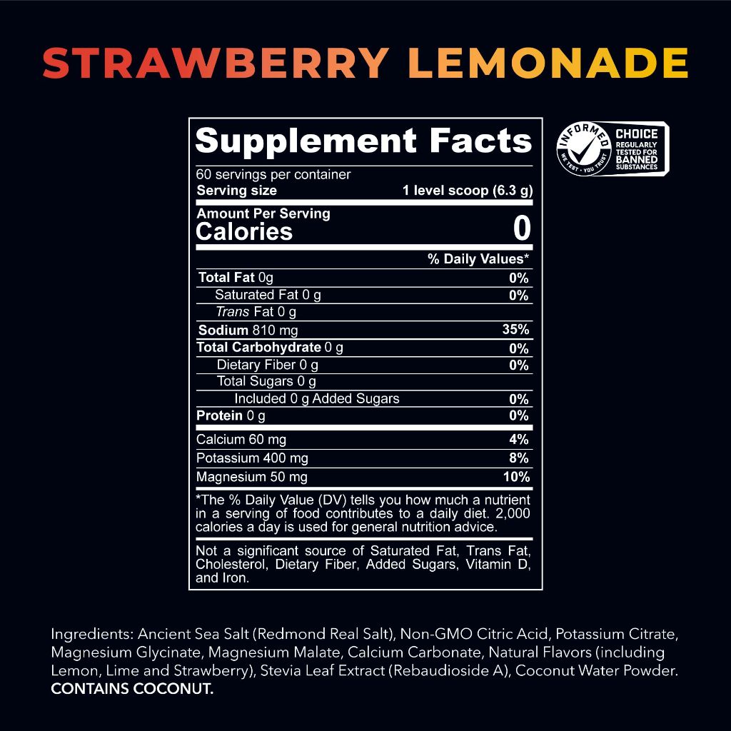 REDMOND Re-Lyte Hydration Electrolyte Powder Mix - Strawberry Lemonade, 60svgs.