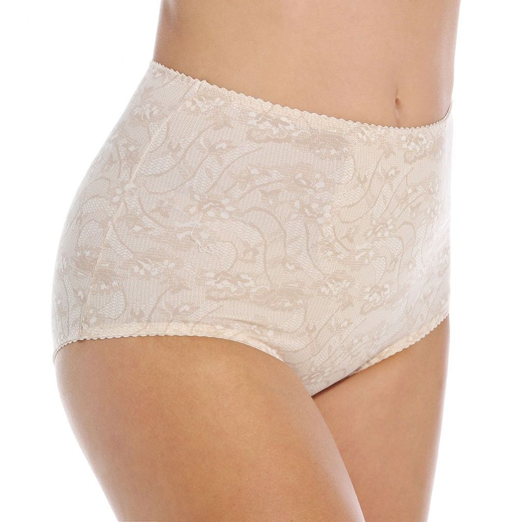 Bali Women's Cotton Light Control Shapewear Briefs - Nude/Lace, XL (2 Pair)