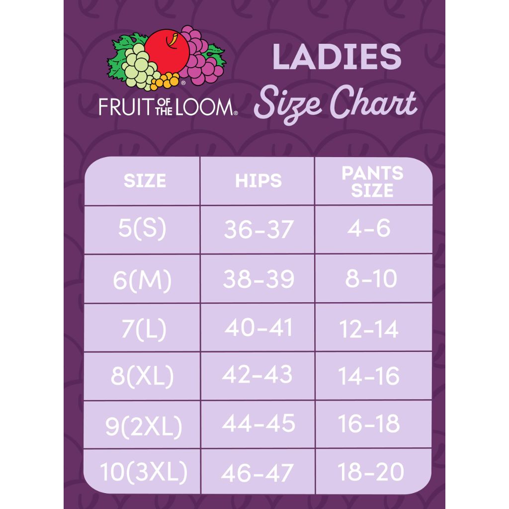 Fruit of the Loom Womens Seamless Panties Briefs (6pk) - size 8
