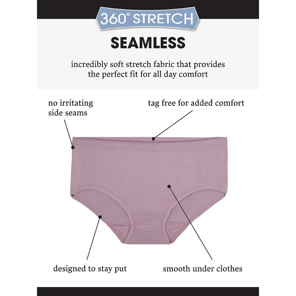 Fruit of the Loom Womens Seamless Panties Briefs (6pk) - size 8